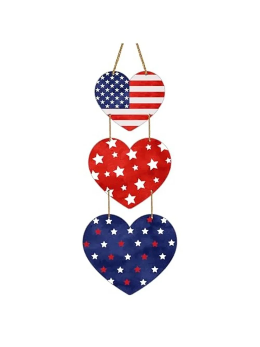 4th of July Decoration Heart Patriotic Wreath Hanging Sign